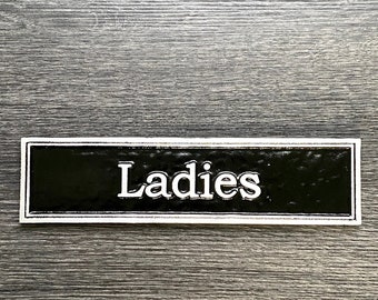 Ladies Restroom Door or Wall Sign, Contemporary Aluminum Sign 9 5/8" X  3/16" X 2 3/8"