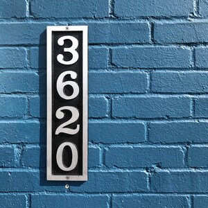 Custom House Numbers: Traditional, Vertical, Aluminum Address Plaque with Bold Font 16" X 4 1/4"