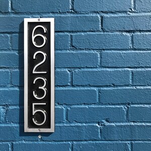 Custom Vertical House Number Sign: Aluminum Address Plaque, (4 1/4" x 16")