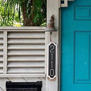Aluminum Personalized House Number Sign: Traditional Style, "Palmer" Vertical Address Plaque, (4 1/4" x 17") image 1