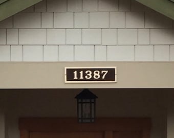 Five Number Horizontal Rectangular House Numbers: 19" x 5 3/4" Custom Authentic Brass House Sign