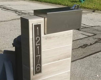 Custom Vertical Address Plaque: Aluminum Five Number House Sign, (4" x 20 1/2")