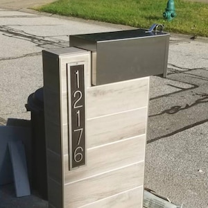 Custom Vertical Address Plaque: Aluminum Five Number House Sign, (4" x 20 1/2")