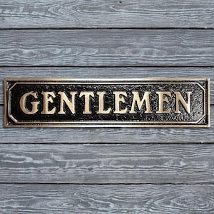 Gentlemen: Rustic Farmhouse Series, Restroom Door or Wall Sign 9 5/8&quot; x 2 3/8&quot;