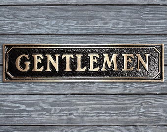 Gentlemen: Rustic Farmhouse Series, Restroom Door or Wall Sign 9 5/8" x 2 3/8"
