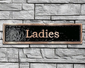 Brass Ladies Sign: Contemporary Style, (9 5/8" X  2 3/8")