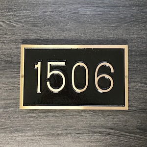 Custom Brass Address Plaque: Traditional House Numbers, Horizontal, (7" x 11 1/2")