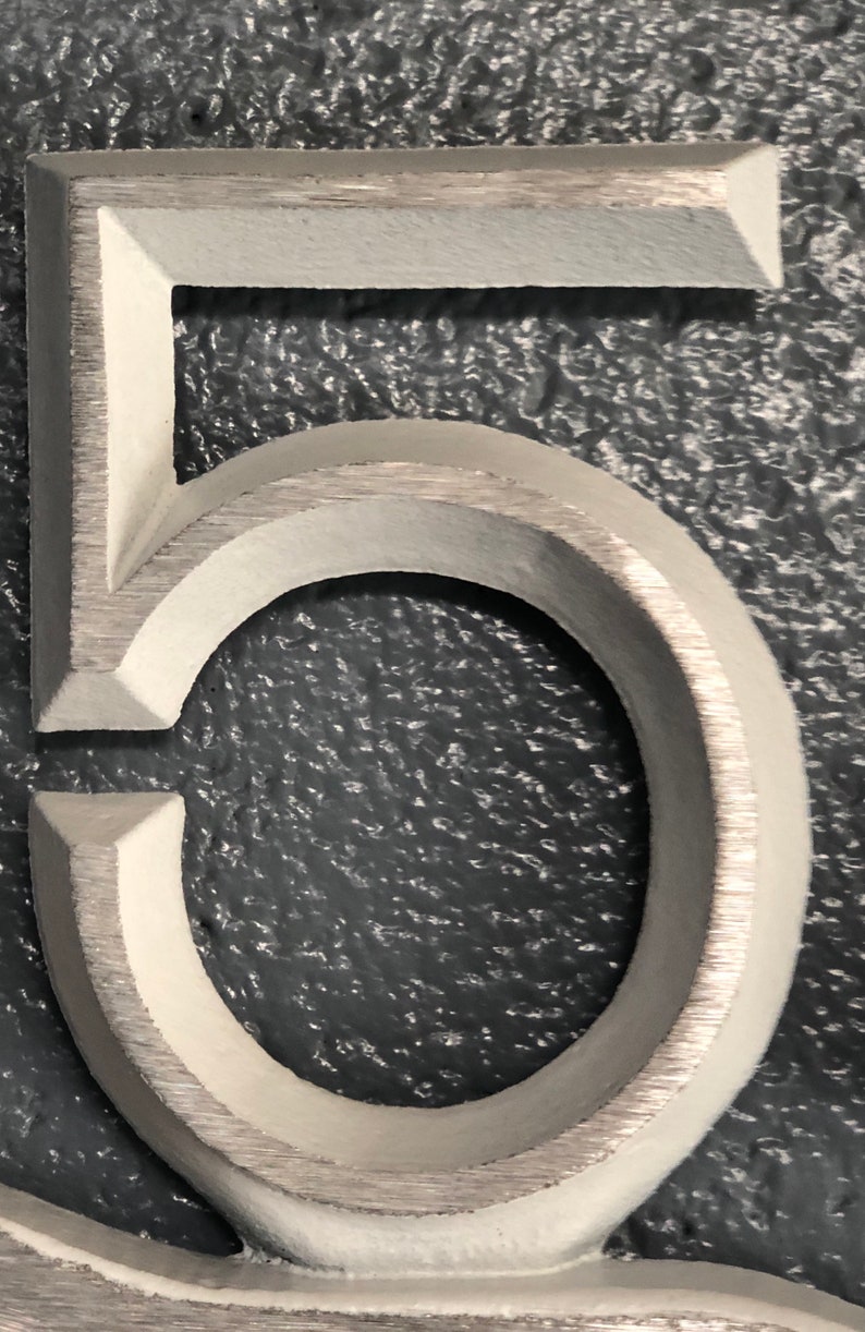 Custom House Number Sign, Horizontal and Aluminum: Oak Bar Address Plaque White