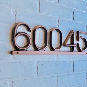 Industrial Solid Copper, Horizontal House Number Sign: Modern Style Address Plaque, (16 1/2" X 5 1/2")