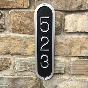 Custom House Numbers: Traditional Vertical Arch Aluminum Address Plaque, 4 1/4" X 17 1/4"