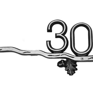 Custom House Number Sign, Horizontal and Aluminum: Oak Bar Address Plaque image 3