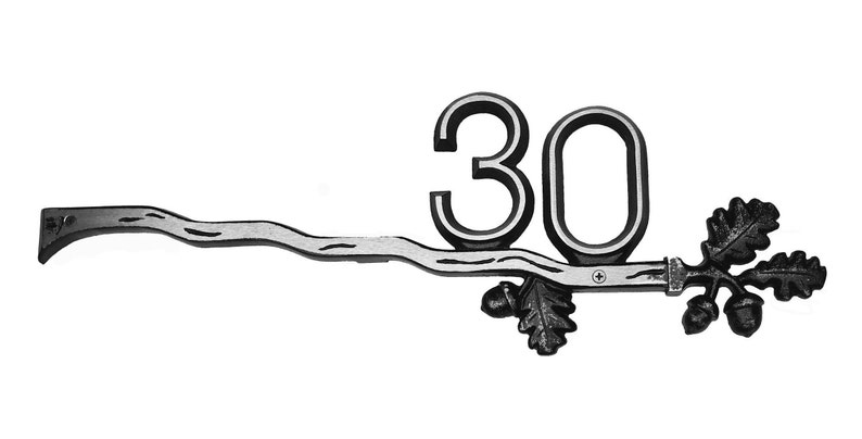 Custom House Number Sign, Horizontal and Aluminum: Oak Bar Address Plaque image 3