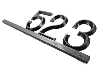 Modern Aluminum Address Plaque: Horizontal House Numbers, (5 1/2" x 16 1/2")