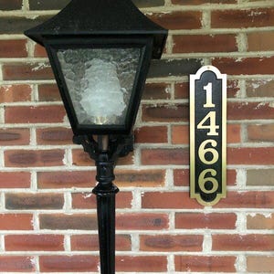 Solid Brass Vertical House Number Sign: Traditional "Palmer" Arch Design, (4 1/4" X 17") image 5