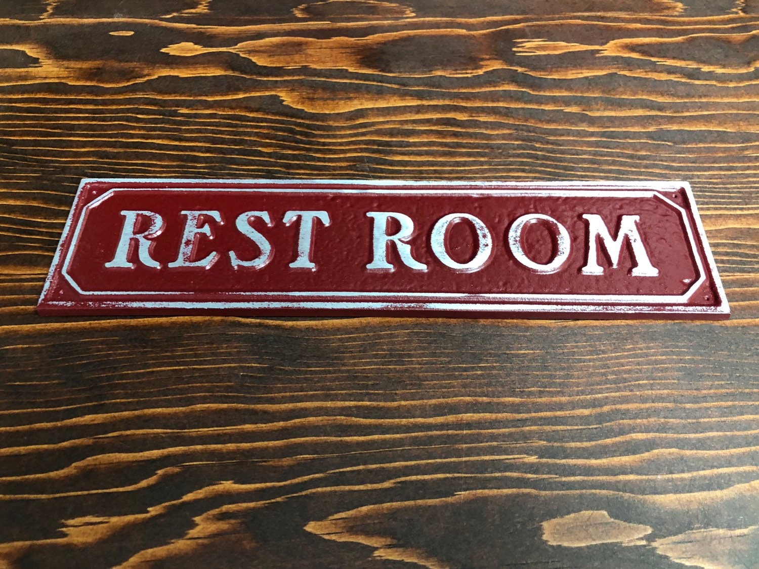 Restroom: Rustic Farmhouse Series, Aluminum Sign 9 5/8