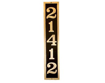 Vertical Brass Rectangle House Numbers, Five Number Address Sign, 4" x 20 1/2"