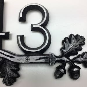 Custom House Number Sign, Horizontal and Aluminum: Oak Bar Address Plaque Black
