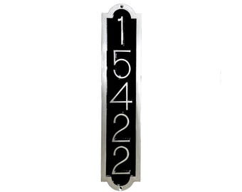 Custom House Number Sign, Five Number Vertical Palmer Address Plaque: 4 3/8" x 20 5/16"