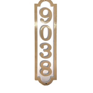 Solid Brass Vertical House Number Sign: Traditional "Palmer" Arch Design, (4 1/4" X 17") image 2