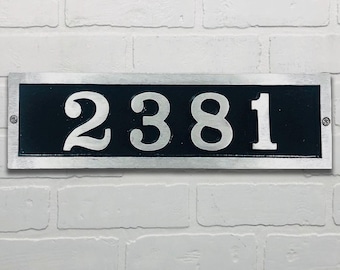 Custom Aluminum House Number Plaque: Traditional Horizontal Address Sign, (4 1/4" X 16")