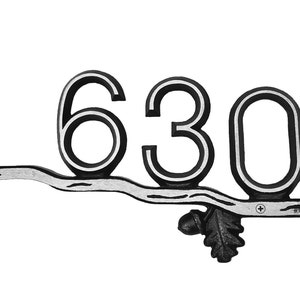 Custom House Number Sign, Horizontal and Aluminum: Oak Bar Address Plaque image 4