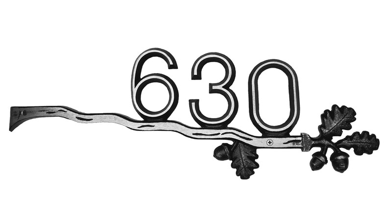 Custom House Number Sign, Horizontal and Aluminum: Oak Bar Address Plaque image 4