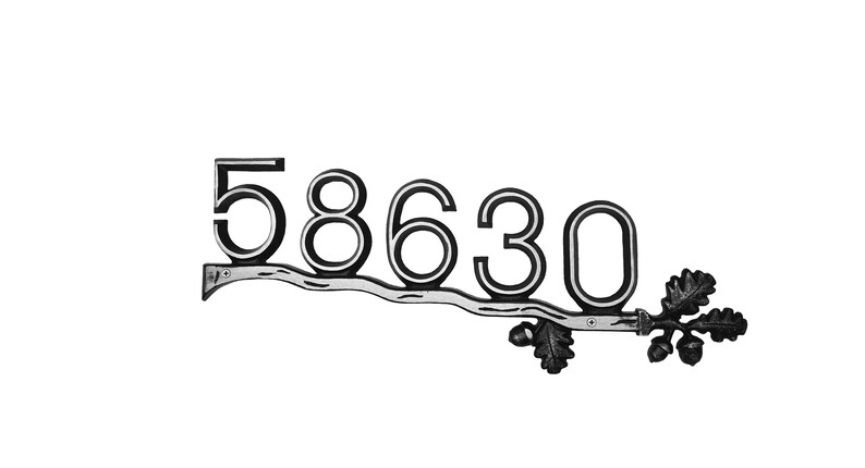 Custom House Number Sign, Horizontal and Aluminum: Oak Bar Address Plaque image 2