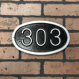 Horizontal Oval Aluminum House Number Sign: Traditional Style Address Plaque, (10 3/8" X 6 1/4") image 1