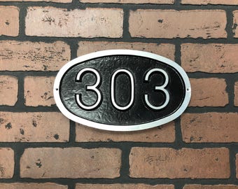 Horizontal Oval Aluminum House Number Sign: Traditional Style Address Plaque, (10 3/8" X 6 1/4")