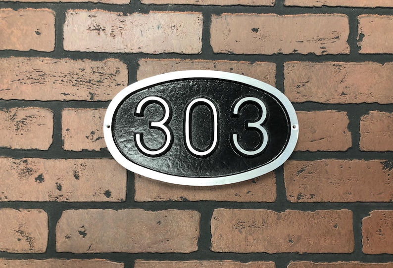 Horizontal Oval Aluminum House Number Sign: Traditional Style Address Plaque, (10 3/8" X 6 1/4") image 1
