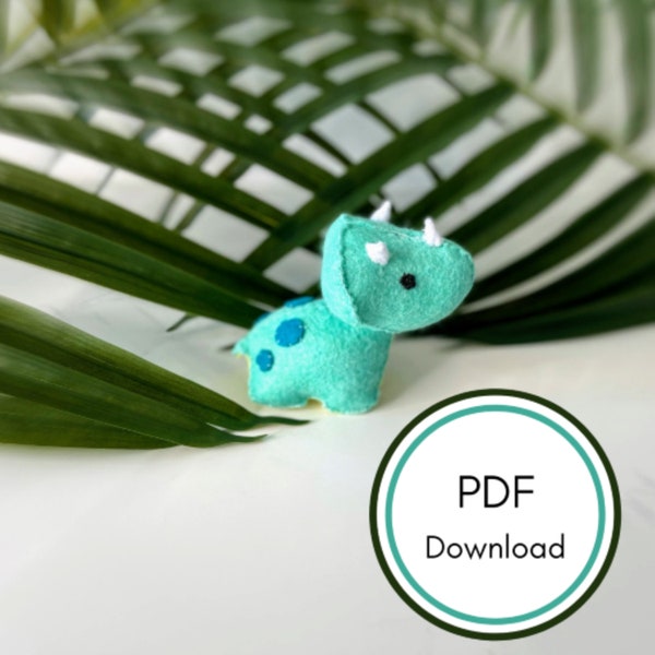 Terry the Triceratops Felt Sewing Pattern / PDF Download / Dinosaur Plush / Sewing Tutorial / Kids Gift
