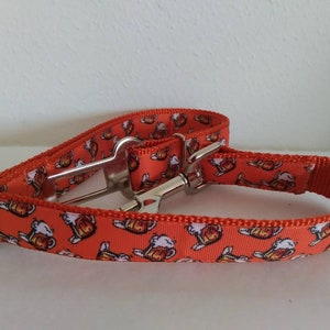Dog Seat Belt, Seatbelt Leash, Dog Car Safety Leash, Dog Car Tether, Beer Mug Orange Seat Belt, Handcrafted in USA