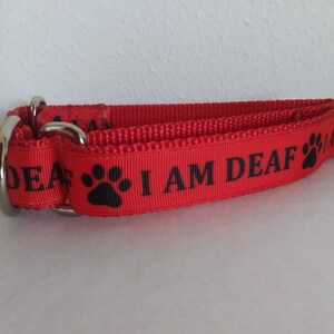 Martingale Dog Collar, "I AM DEAF" Martingale Dog Collar, Adjustable Dog Collar, Handcrafted in USA