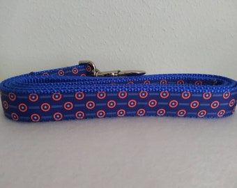 Captain America Symbols Repeat Dog Leash, Blue Leash, Blue Captain America Leash, Heavy Duty Leash, Dog Leash, Handcrafted in USA