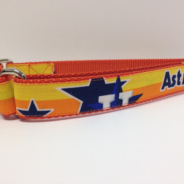 Martingale Dog Collar, Large Orange Martingale Collar, Orange Astro-fabric Martingale Dog Collar, Large Adjustable Astros Dog Collar