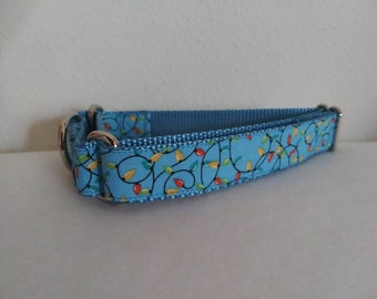 Christmas Martingale Collar, Christmas colorful lights Martingale Dog Collar, Adjustable Dog Collar