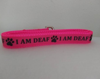 Dog Leash, "I AM DEAF" Heavy Duty Leash, Handcrafted in USA