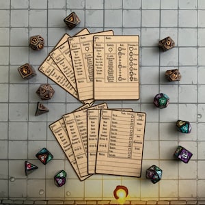D&D キャラクターとクエスト カード、ポケット サイズのセッション ノート プレイヤー補助デジタル ダウンロード