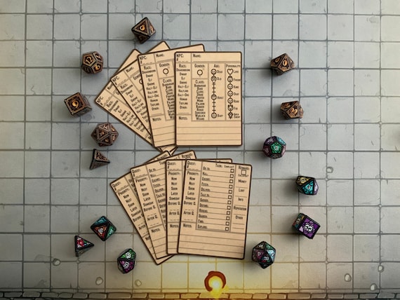 D&amp;D Character and Quest Cards Pocket Size Session Notes - Etsy