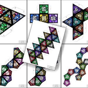 LARGE Stained Glass Paper Dice Decorations Digital Download