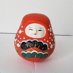 Vintage Chinese Oriental Hand Painted New Year Wood Doll Maracas