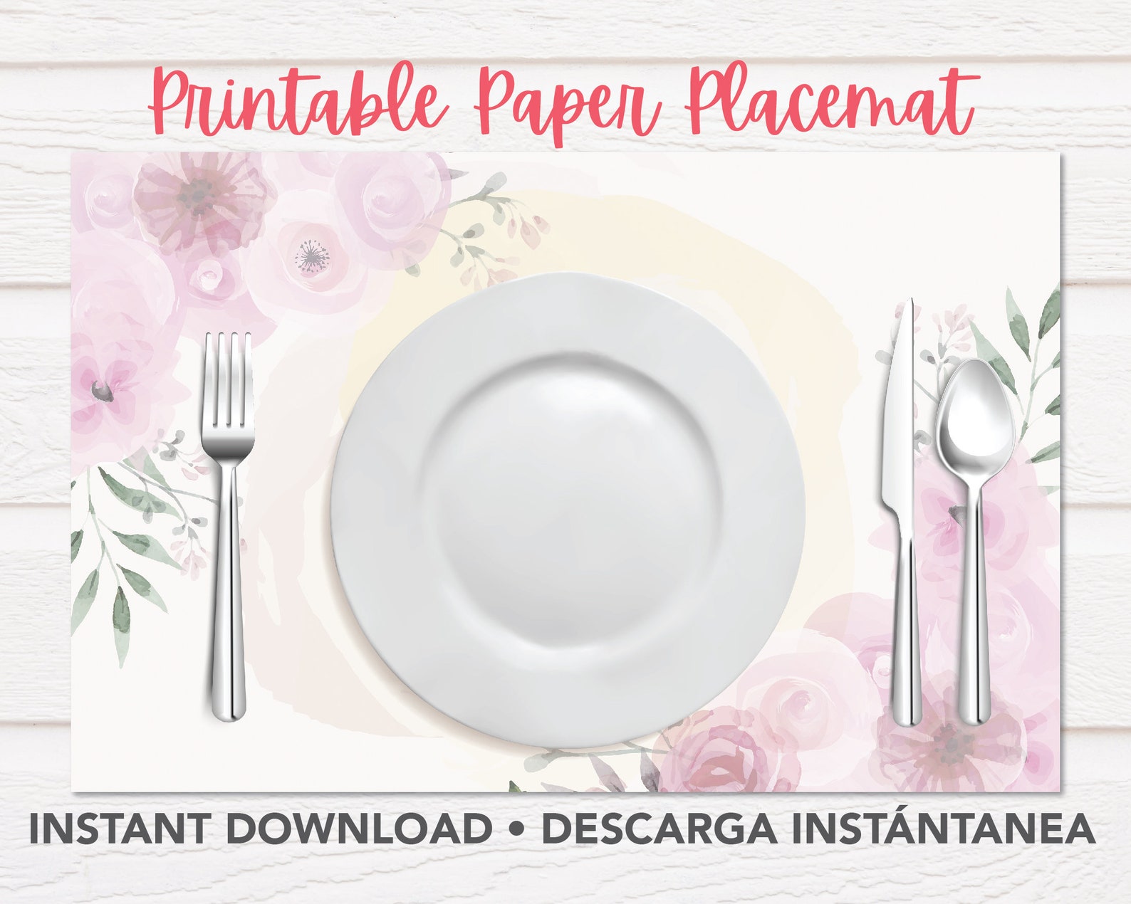 Printable Floral Paper Placemat Elegant Placemats Floral Etsy