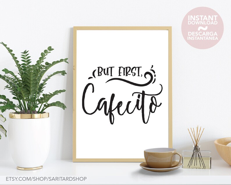 But First Cafecito Spanish Wall Art Design Decor for Coffee Etsy