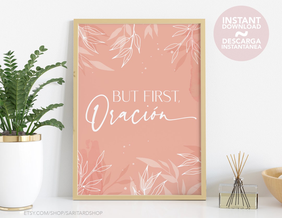 But First, Prayer Christian Wall Art Design for Home Decor in Spanish