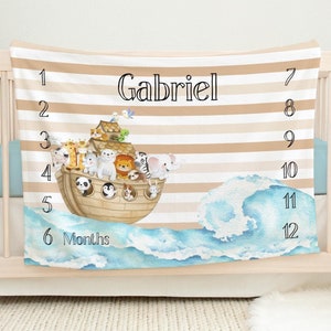 Mijlpaaldeken Ark van Noah - mijlpaaldeken Ark van Noach - mijlpaaldeken - gepersonaliseerde naamdeken Ark van Noach