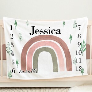 Rainbow mijlpaaldeken, regenboog mijlpaaldeken, mijlpaaldeken, regenboogkwekerij, gepersonaliseerde naamdeken, boho regenboogdeken
