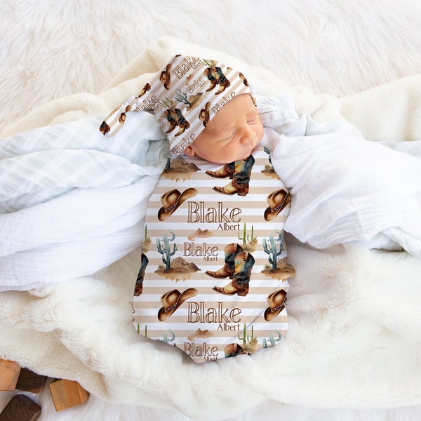 Cowboy Swaddle Blanket - Western Blanket - Baby Shower Gift - Cowboy Nursery - Western Nursery - Wild West - Personalized Swaddle Blanket