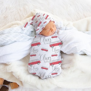 Hippie Van Swaddle Blanket - Groovy Blanket - Hippie  Nursery - Baby Shower Gift - Personalized Name Blanket - Surfboard Blanket
