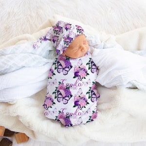 Purple Butterfly Swaddle Blanket - Baby Girl Swaddle - Butterfly Nursery - Butterfly Baby Gift - Baby Girl Nursery - Floral Nursery