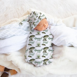 Fishing Swaddle Blanket, Fishing Blanket, Fishing Nursery, Baby Shower Gift, Personalized Name Blanket, Swaddle Set, Fish Swaddle Blanket